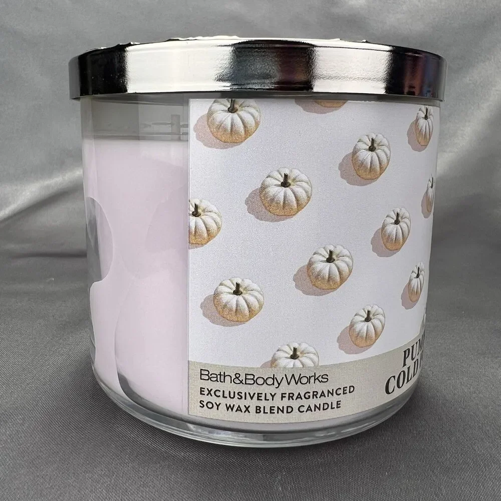 2 Bath Body Limited Edition 3-Wick Candles Pumpkin Cold Foam +‎ Glazed Croissant